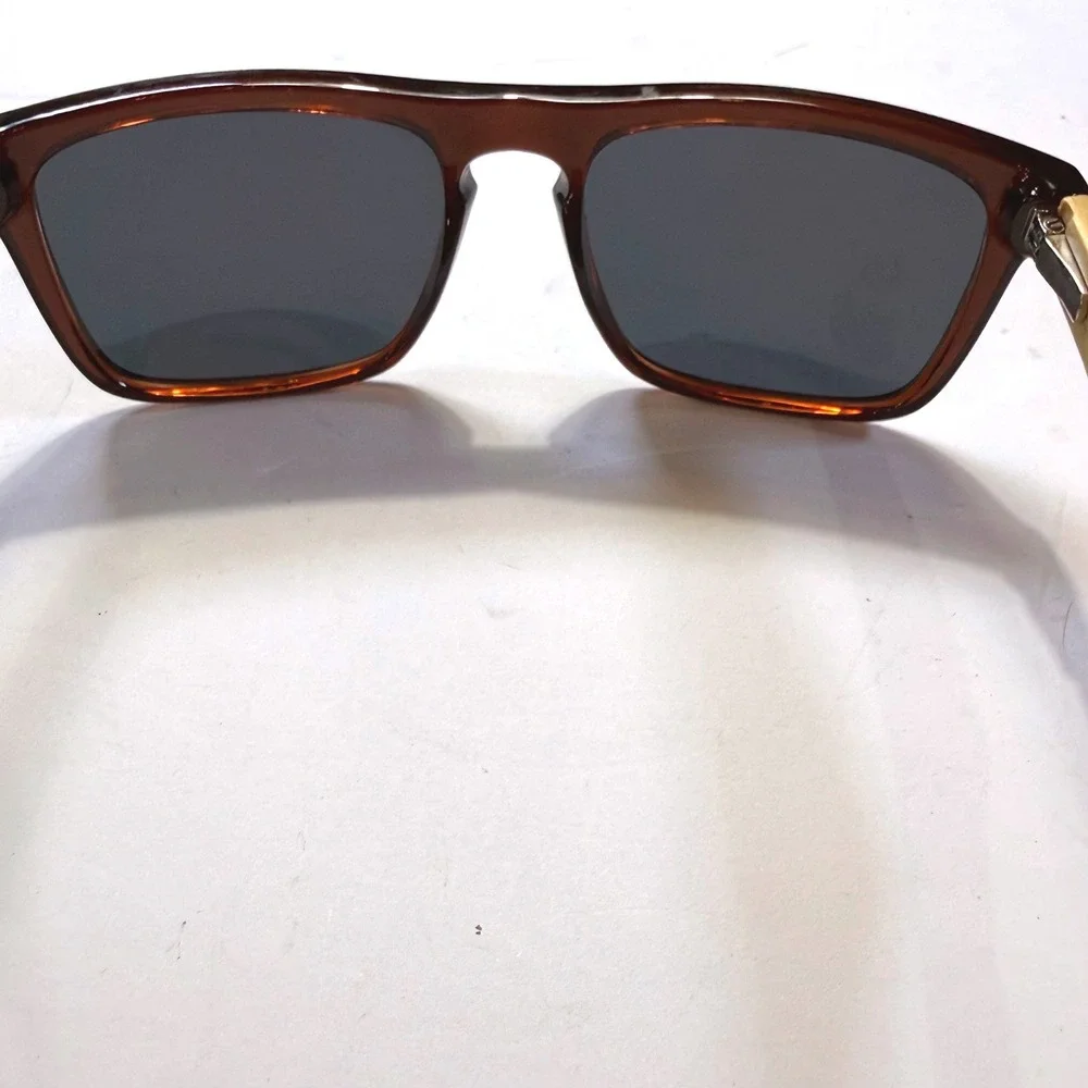 Pugs Shoots Polarized Sunglasses Dark Brown Square Frame Bamboo Wood Temples